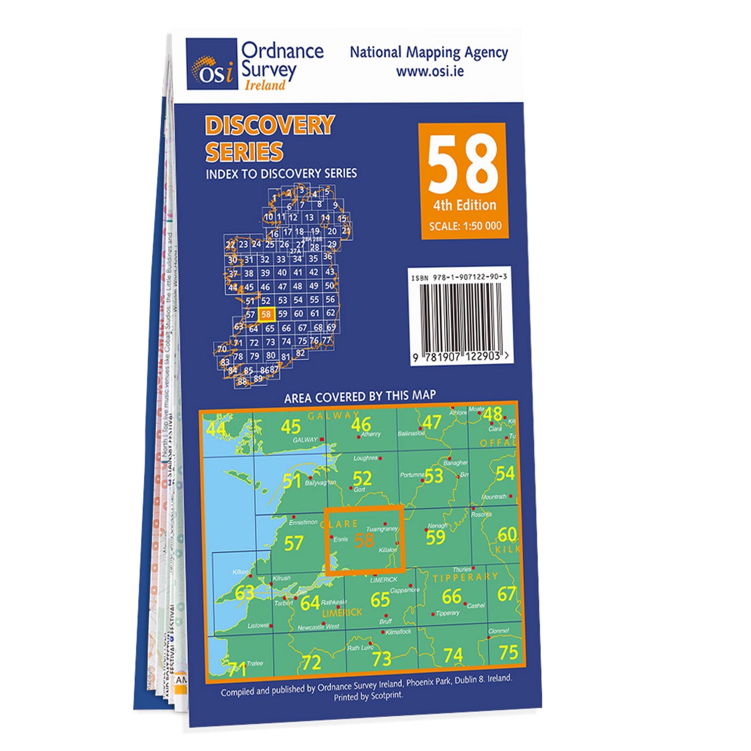 Carte de randonnée n° 58 - Clare, Limerick, Tipperary (Irlande) | Ordnance Survey - série Discovery carte de randonnée Ordnance Survey Ireland
