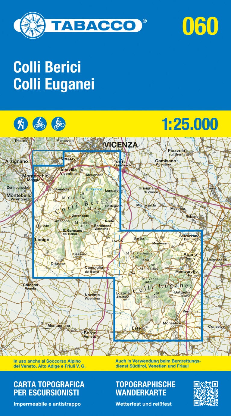 Carte de randonnée n° 60 - Colli Berici, Colli Euganei | Tabacco carte pliée Tabacco 
