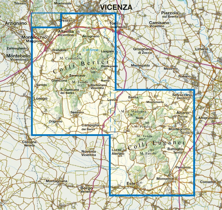 Carte de randonnée n° 60 - Colli Berici, Colli Euganei | Tabacco carte de randonnée Tabacco
