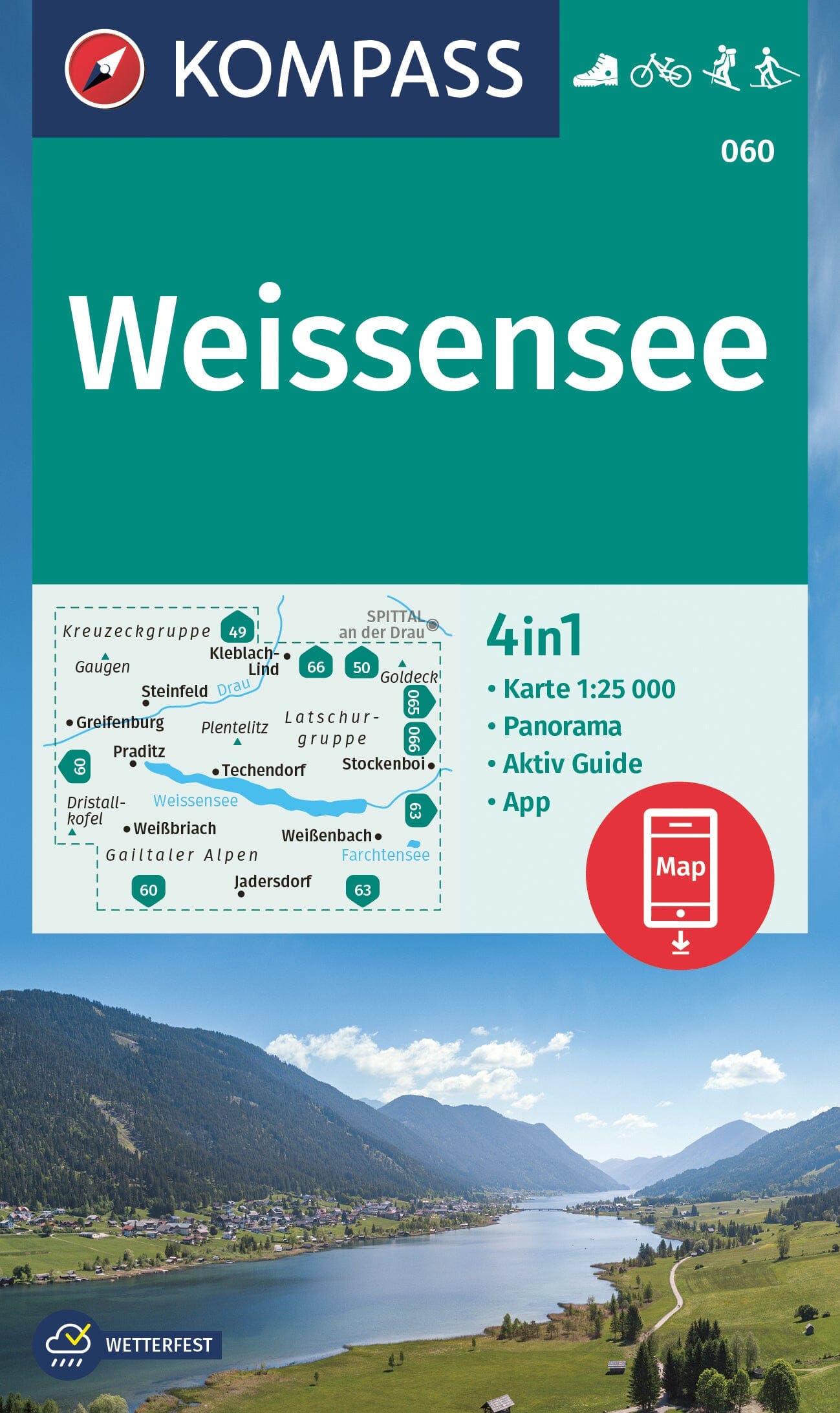 Carte de randonnée n° 60 - Weissensee (Autriche) | Kompass carte de randonnée Kompass