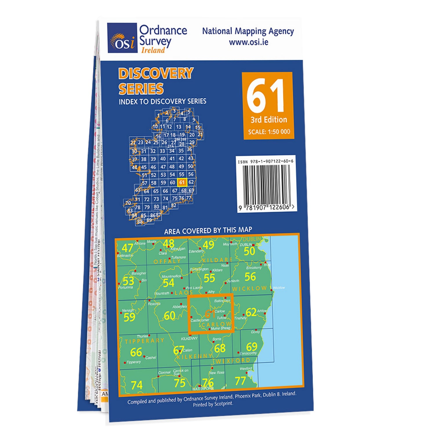 Carte de randonnée n° 61 - Carlow, Kildare, Kilkenny, Laois, Wicklow (Irlande) | Ordnance Survey - série Discovery carte de randonnée Ordnance Survey Ireland