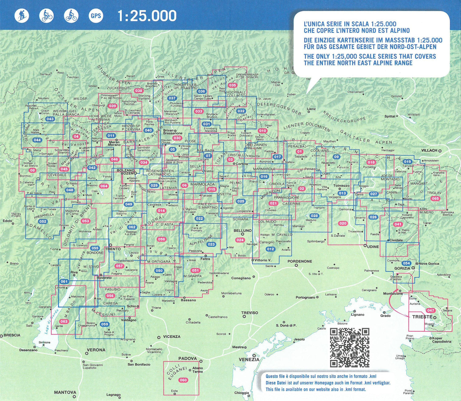 Carte de randonnée n° 62 - Plateau Piné, Vallée de Cembra & vallée des Mochènes | Tabacco carte de randonnée Tabacco