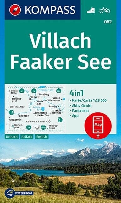 Carte de randonnée n° 62 - Villach, Faaker See (Autriche) | Kompass carte de randonnée Kompass