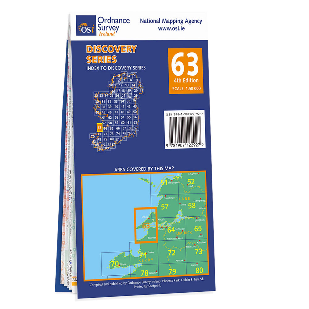 Carte de randonnée n° 63 - Clare, Kerry (Irlande) | Ordnance Survey - série Discovery carte pliée Ordnance Survey Ireland 