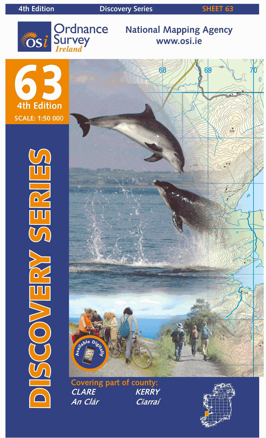 Carte de randonnée n° 63 - Clare, Kerry (Irlande) | Ordnance Survey - série Discovery carte pliée Ordnance Survey Ireland 