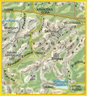 Carte de randonnée n° 65 - Alpi Giulie Orientali, Bohinj, Triglav | Tabacco carte de randonnée Tabacco