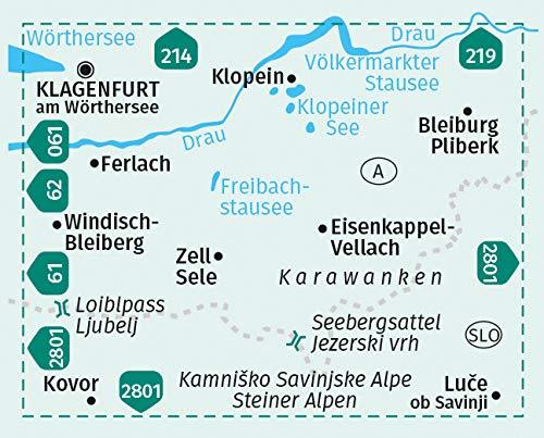 Carte de randonnée n° 65 - Klopeiner See, Karawanken Ost, Steiner Alpen (Alpes Kamniques) + Aktiv Guide (Tyrol, Autriche) | Kompass carte pliée Kompass 