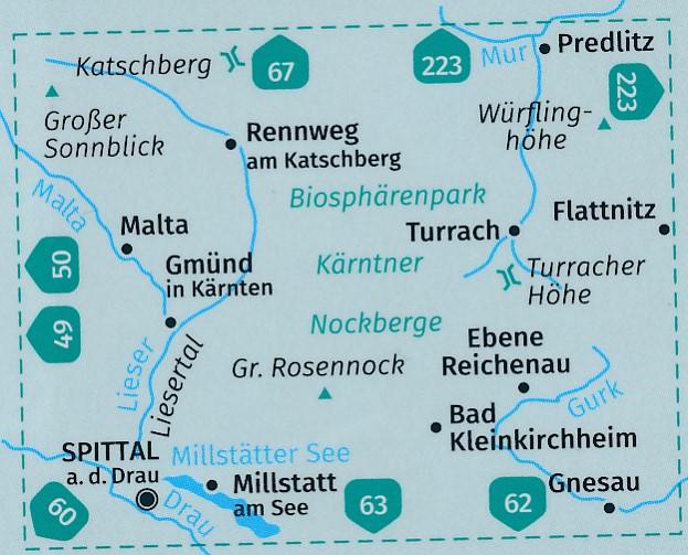 Carte de randonnée n° 66 - Kärnten Nockberge Biosphärenpark + Guide (Tyrol, Autriche) | Kompass carte pliée Kompass 
