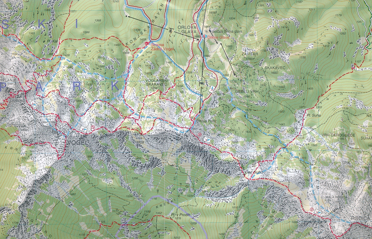 Carte de randonnée n° 66 - Tolmin, Bohinjske Gore, Krn, Vogel, Rodica | Tabacco carte de randonnée Tabacco