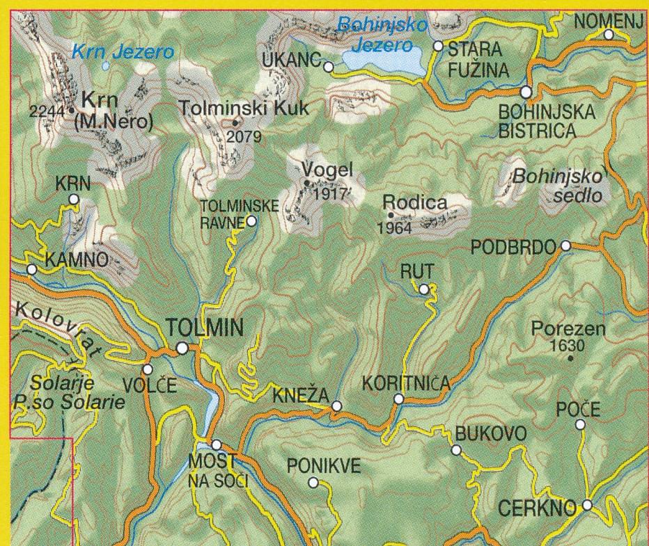 Carte de randonnée n° 66 - Tolmin, Bohinjske Gore, Krn, Vogel, Rodica | Tabacco carte de randonnée Tabacco