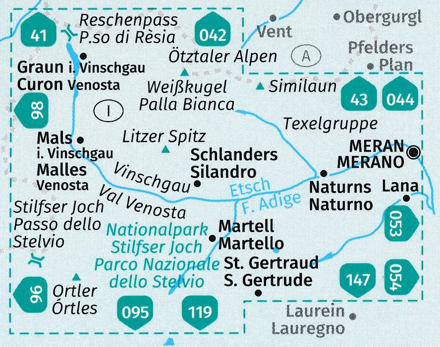 Carte de randonnée n° 670 - Vinschgau / Val Venosta - lot de 3 cartes (Italie) | Kompass carte de randonnée Kompass