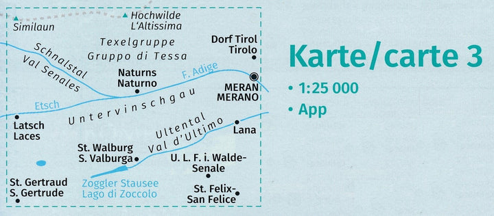Carte de randonnée n° 670 - Vinschgau / Val Venosta - lot de 3 cartes (Italie) | Kompass carte pliée Kompass 