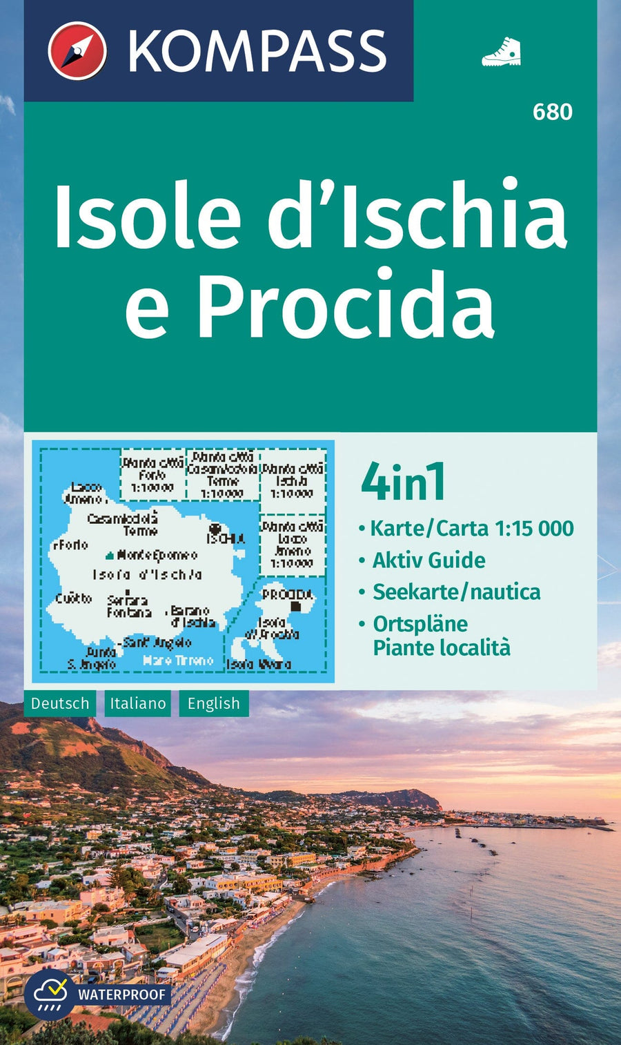 Carte de randonnée n° 680 - Isole d'Ischia e Procida (Italie) | Kompass carte pliée Kompass 
