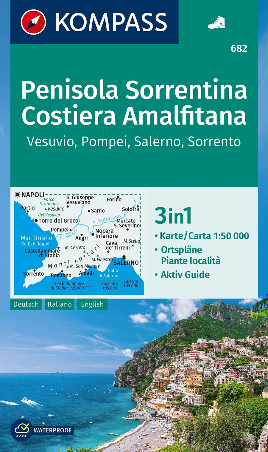 Carte de randonnée n° 682 - Péninsule Sorrentine, Côte amalfitaine | Kompass carte pliée Kompass 