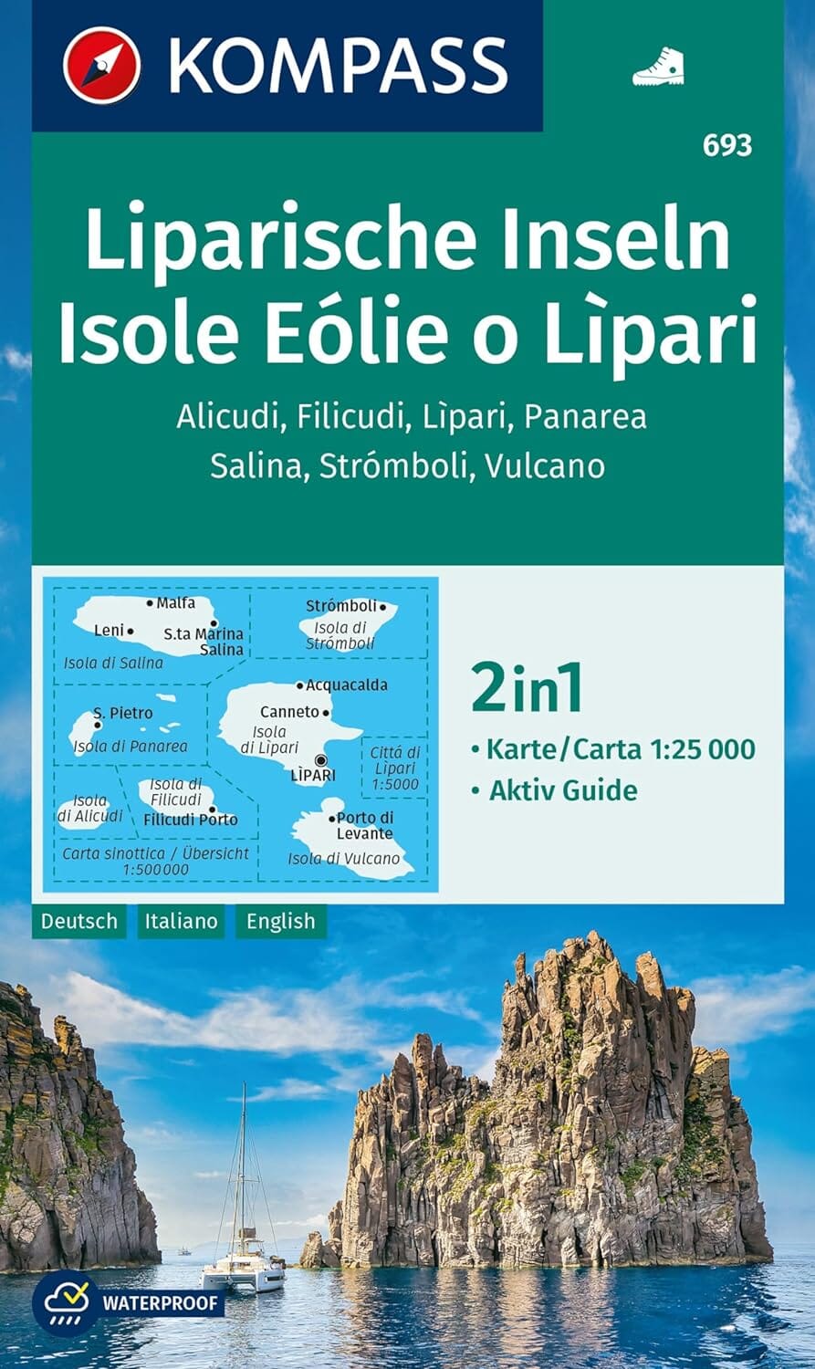 Carte de randonnée n° 693 - Les îles Lapiri (éoliennes) (Italie) | Kompass carte de randonnée Kompass