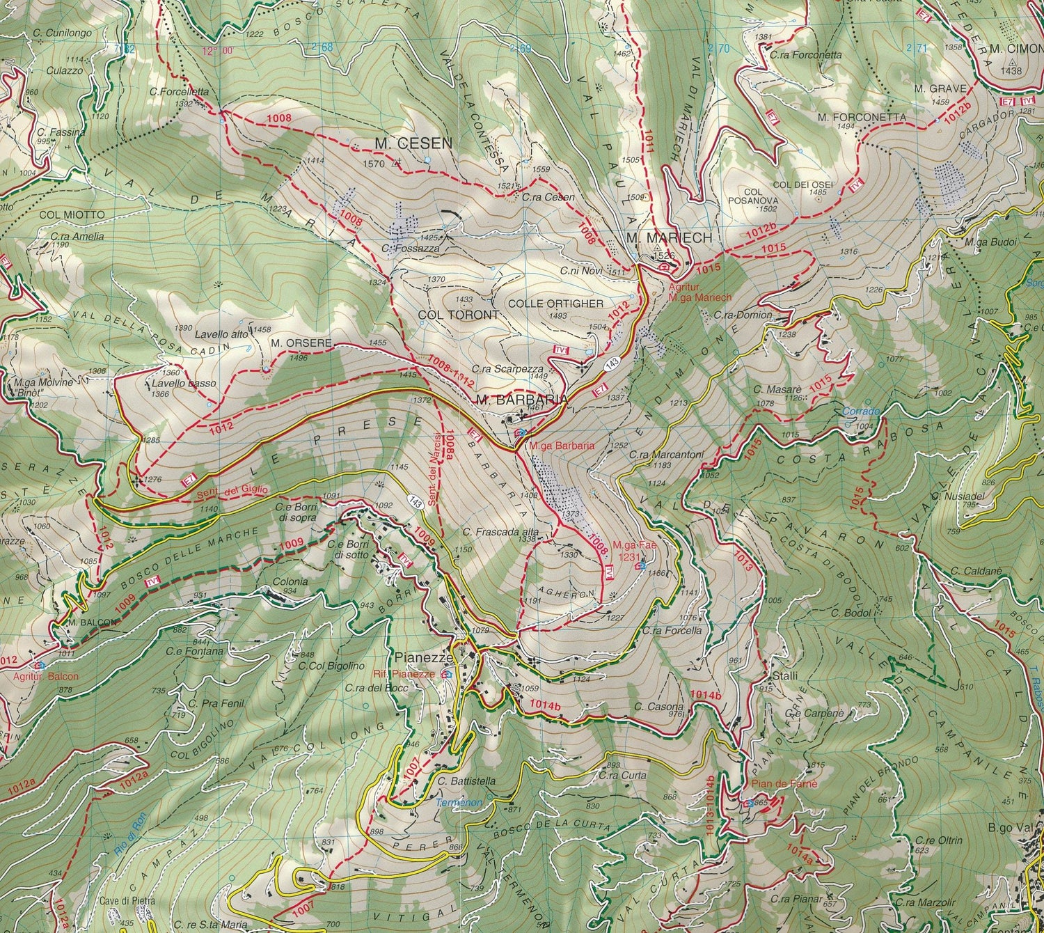 Carte de randonnée n° 70 - Il Montello, Colli Asolani, Montebelluna, Valdobbiadene | Tabacco carte de randonnée Tabacco