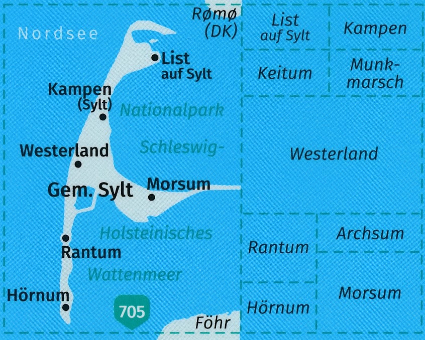 Carte de randonnée n° 701 - Sylt (Allemagne) | Kompass carte de randonnée Kompass