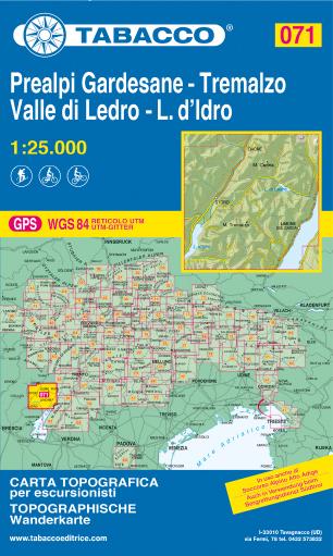 Carte de randonnée n° 71 - Prealpi Gardesane, Tremalzo, Valle di Ledro, L. d'Idro (Dolomites) | Tabacco carte pliée Tabacco 