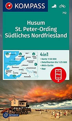 Carte de randonnée n° 712 - Husum, St-Peter-Ording Südl.Nordfriesla (Allemagne) | Kompass carte pliée Kompass 