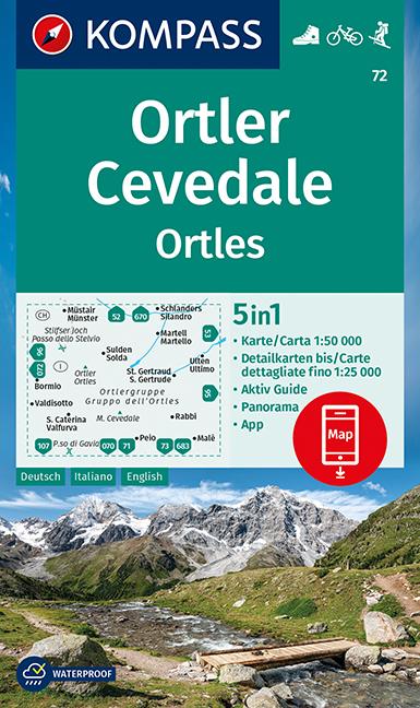 Carte de randonnée n° 72 - Ortles & Cevedale (Italie, Suisse) | Kompass carte de randonnée Kompass