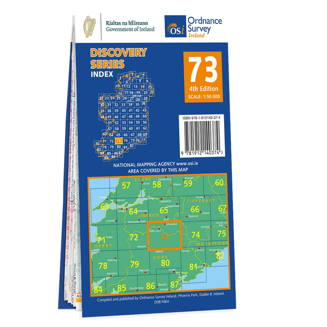 Carte de randonnée n° 73 - Cork, Limerick (Irlande) | Ordnance Survey - série Discovery carte pliée Ordnance Survey Ireland 