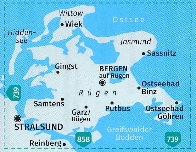 Carte de randonnée n° 737 - Rügen + Aktiv Guide (Allemagne) | Kompass carte de randonnée Kompass