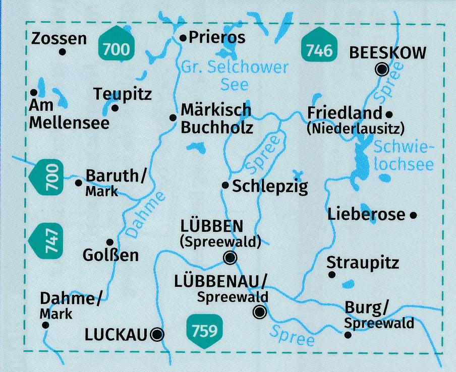 Spree Maps Hiking map No. 748 - Spreewald (Forest of the Sprae), Teupitz, Burg ...