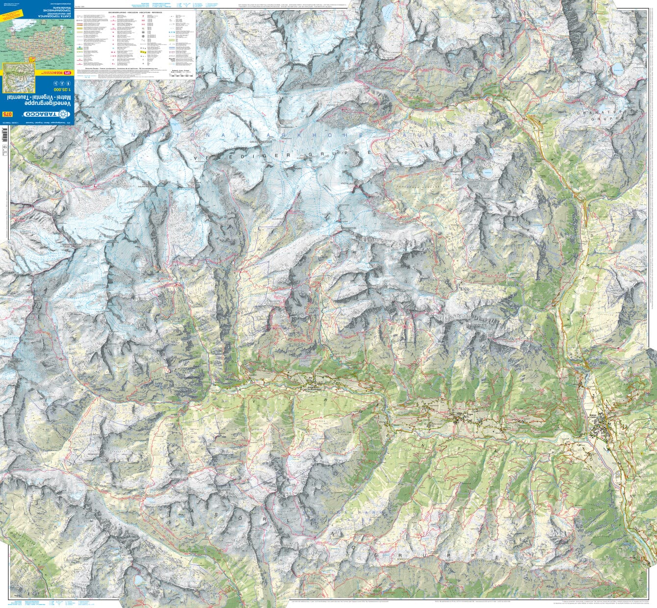 Carte de randonnée n° 75 - Venedigergruppe, Matrei, Virgental, Tauerntal | Tabacco carte de randonnée Tabacco