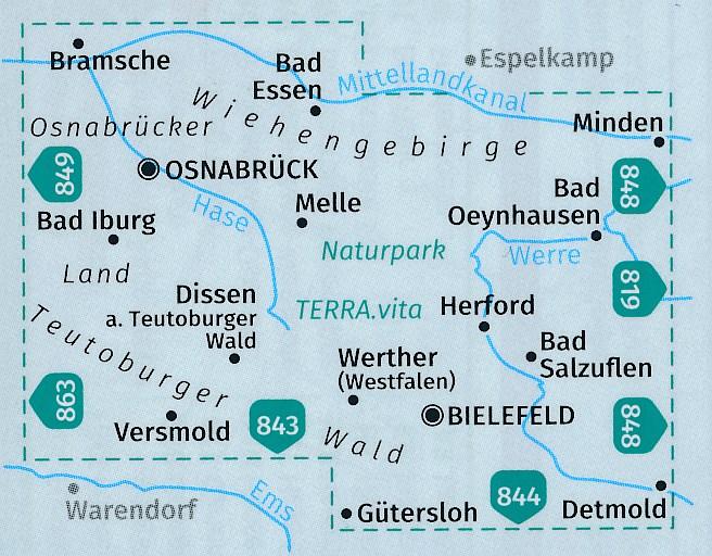 Carte de randonnée n° 750 - Osnabrücker Land, NP Terra.vita (Allemagne) | Kompass carte pliée Kompass 