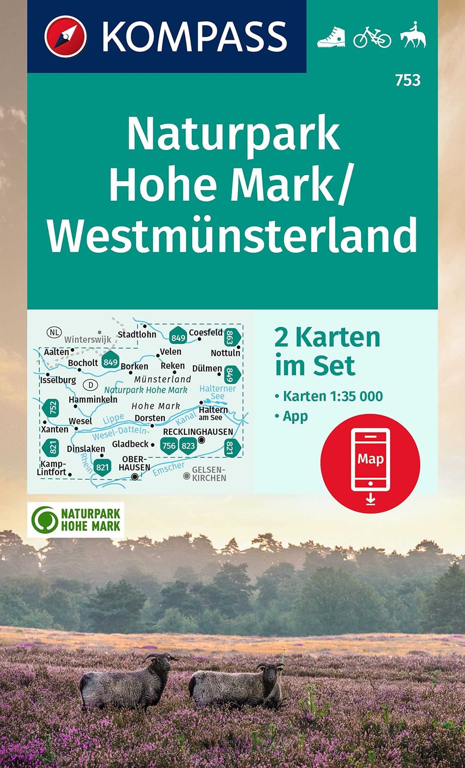 Carte de randonnée n° 753 - Naturpark Hohe Mark, Westmünsterland (Allemagne) | Kompass carte de randonnée Kompass