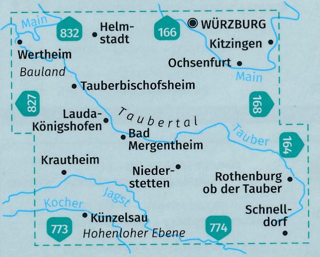 Carte de randonnée n° 772 - Taubertal, Hohenloher Ebene (Allemagne) | Kompass carte pliée Kompass 