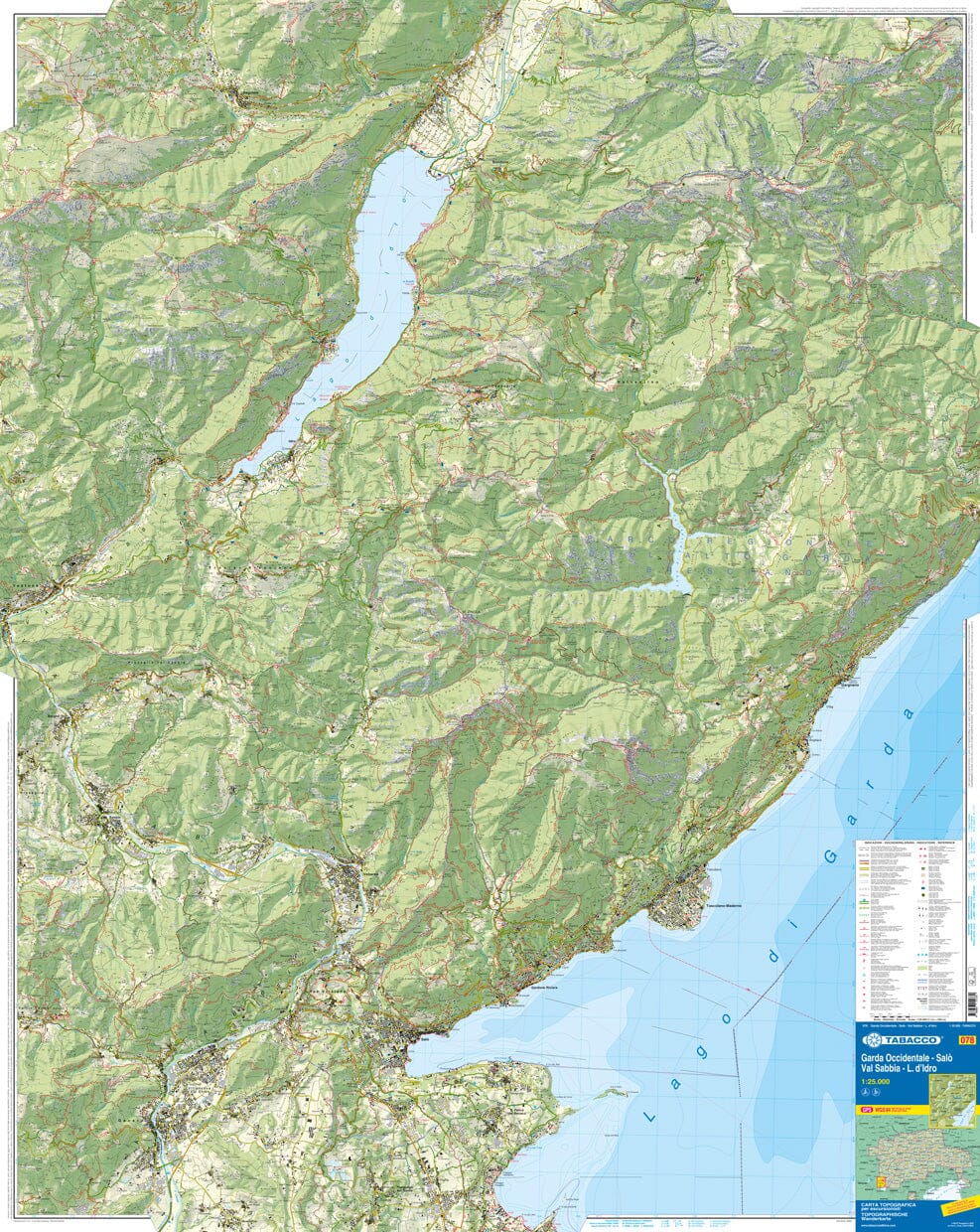 Carte de randonnée n° 78 - West Garda, Salò, Val Sabbia | Tabacco carte pliée Tabacco 