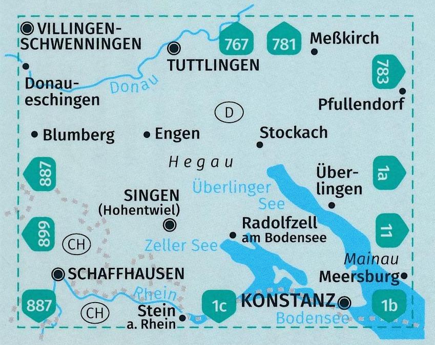 Carte de randonnée n° 783 - Hegau, Lac de Constance ouest (Allemagne) | Kompass carte pliée Kompass 