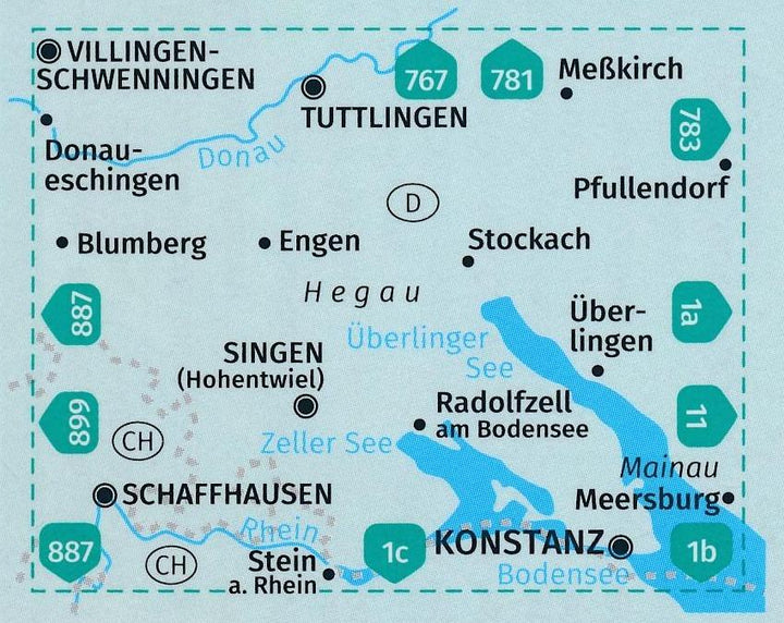 Carte de randonnée n° 783 - Hegau, Lac de Constance ouest (Allemagne) | Kompass carte pliée Kompass 