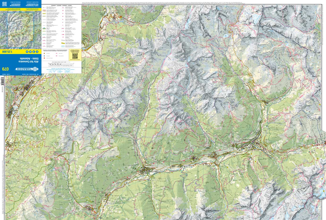 Carte de randonnée n° 79 - Alta Val Camonica, Edolo, Adamello | Tabacco carte de randonnée Tabacco