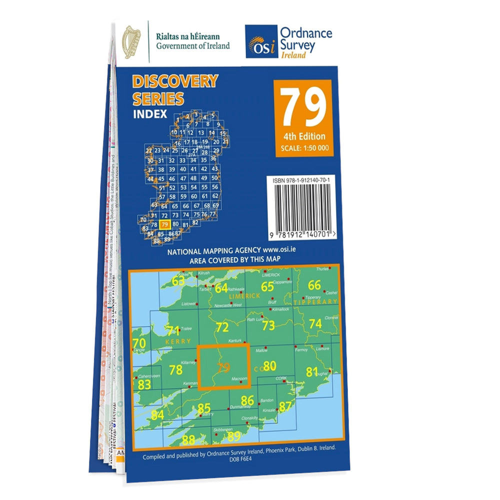 Carte de randonnée n° 79 - Cork (Macroom), Kerry (Irlande) | Ordnance Survey - série Discovery carte pliée Ordnance Survey Ireland 