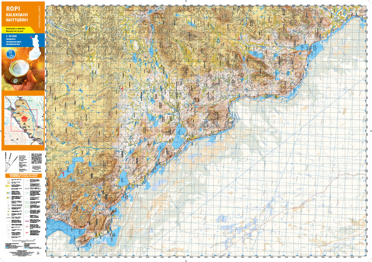 Carte de randonnée n° 8 - Ropi Kalkkoaivi Raittijärvi (Laponie) | Karttakeskus carte de randonnée Karttakeskus