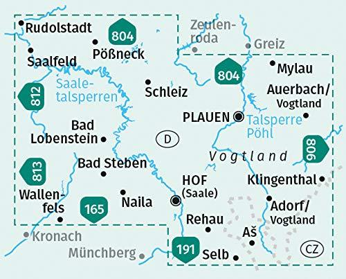 Carte de randonnée n° 805 - Vogtland, Saaletalsperren + Aktiv Guide (Allemagne) | Kompass carte de randonnée Kompass