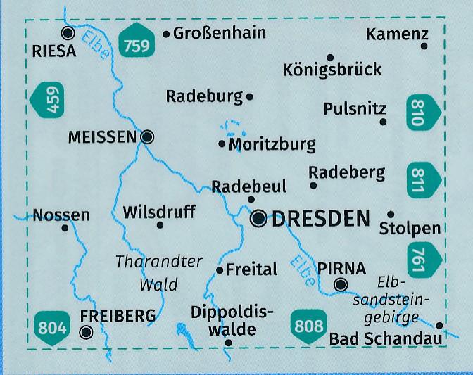 Carte de randonnée n° 809 - Dresde, Meißen, forêt de Tharandt (Allemagne) | Kompass carte de randonnée Kompass