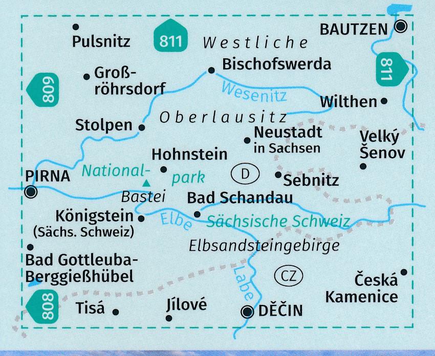 Carte de randonnée n° 810 - Sächsische Schweiz, Westliche Oberlausitz (Allemagne) | Kompass carte pliée Kompass 