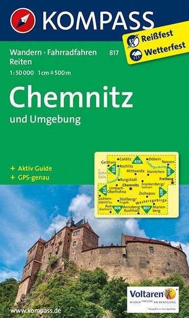 Carte de randonnée n° 817 - Chemnitz & env. + Aktiv Guide (Allemagne) | Kompass carte de randonnée Kompass Default Title