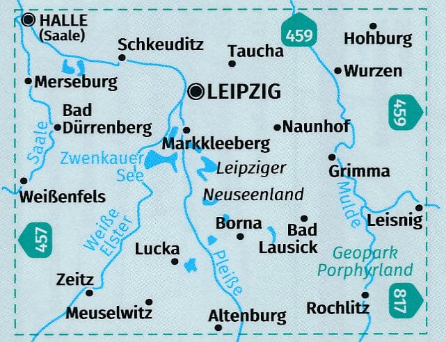Carte de randonnée n° 818 - Leipziger Neuseenland + Aktiv Guide (Allemagne) | Kompass carte de randonnée Kompass