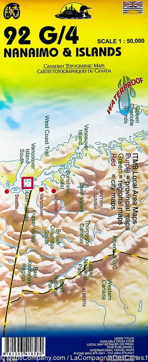 Carte de randonnée - Nanaimo (île de Vancouver) & Iles du golfe (Colombie Britannique) | ITM carte de randonnée ITM
