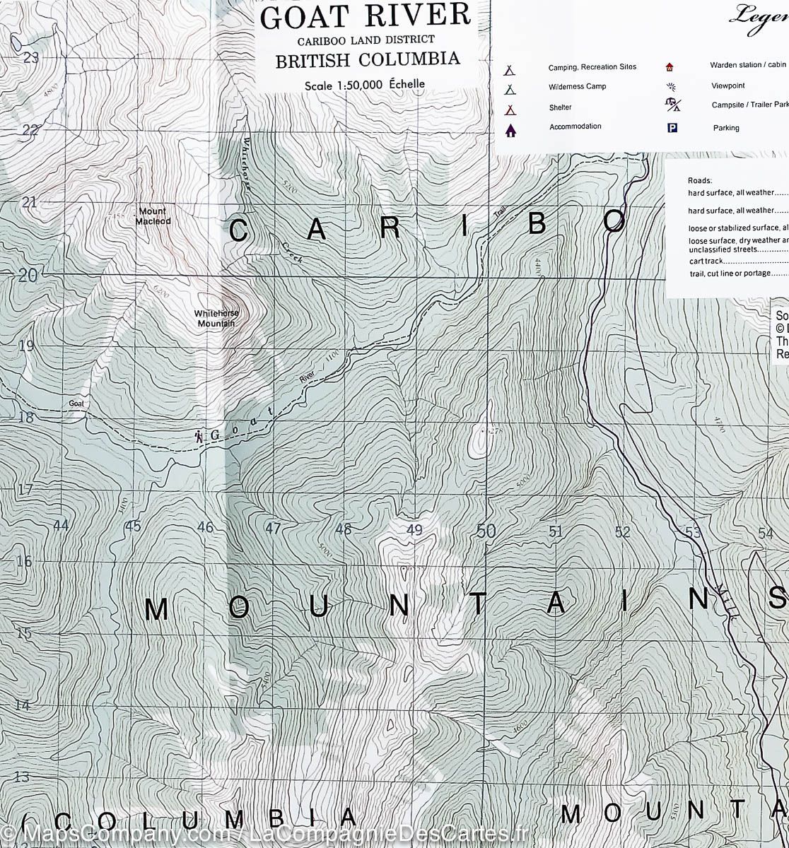 Carte de randonnée n° 8211 - Parc de Bowron Lakes (Colombie Britannique, Canada) | ITM carte de randonnée ITM