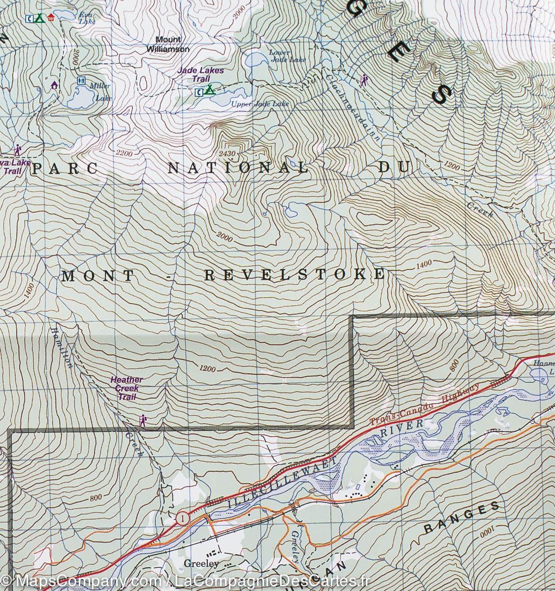 Carte de randonnée n° 8211 - Parc Revelstoke (Colombie Britannique, Canada) | ITM carte de randonnée ITM