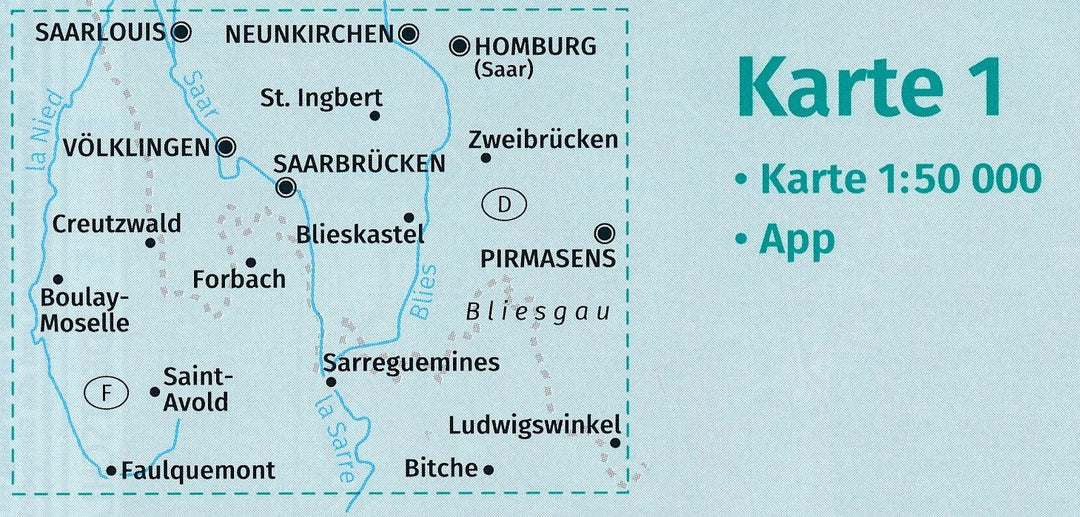 Carte de randonnée n° 825 - Saarland + Guide (Allemagne) | Kompass carte pliée Kompass 