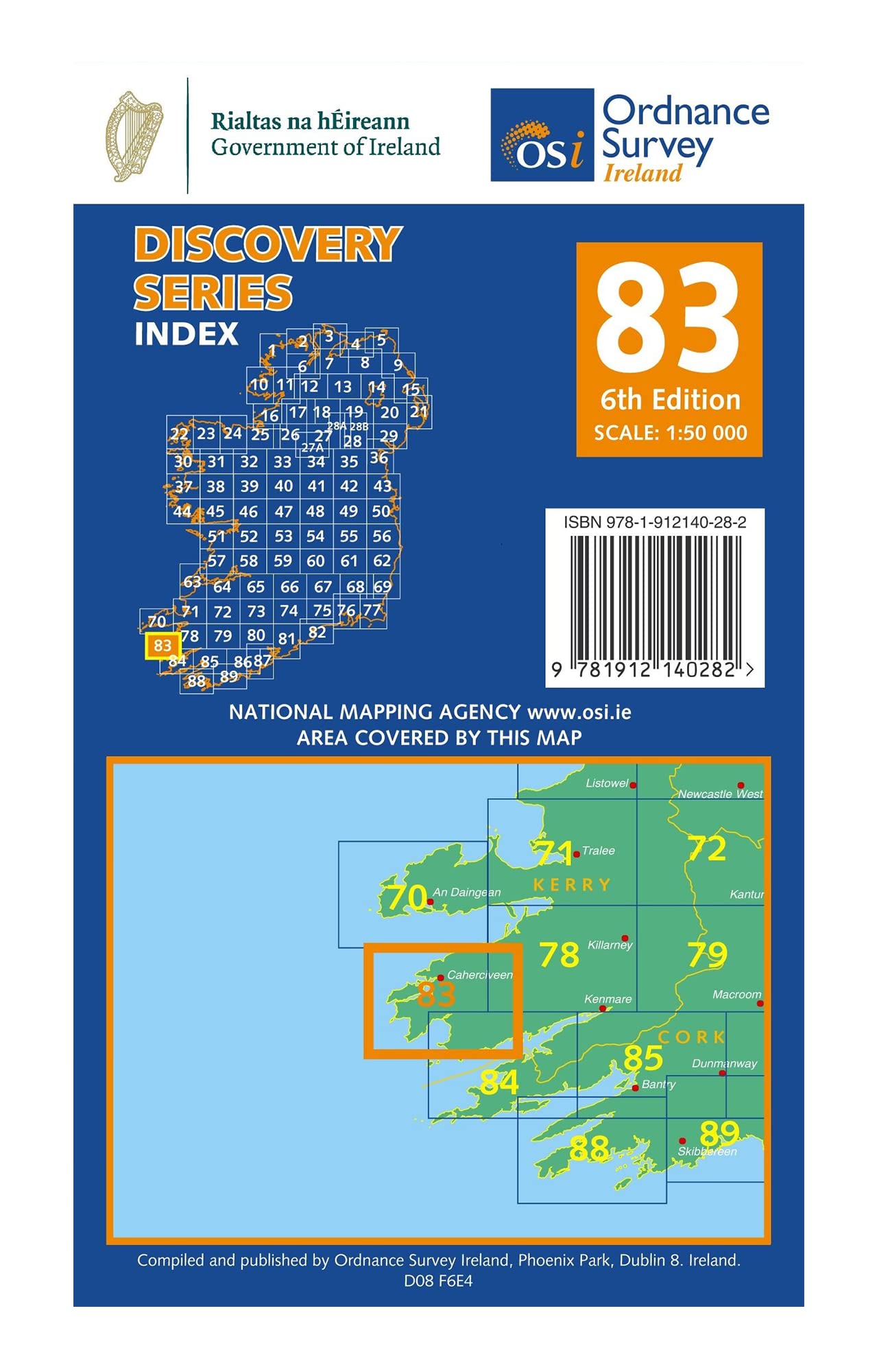 Carte de randonnée n° 83 - Kerry (Caherciveen) (Irlande) | Ordnance Survey - série Discovery carte de randonnée Ordnance Survey Ireland