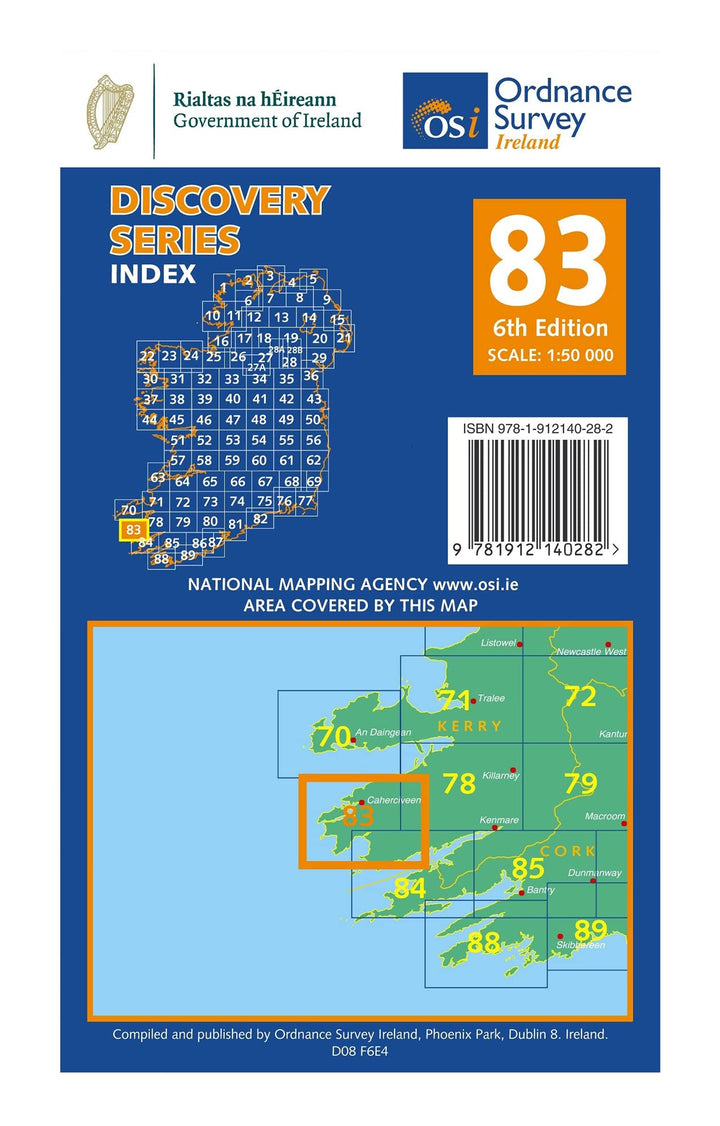 Carte de randonnée n° 83 - Kerry (Caherciveen) (Irlande) | Ordnance Survey - série Discovery carte pliée Ordnance Survey Ireland 