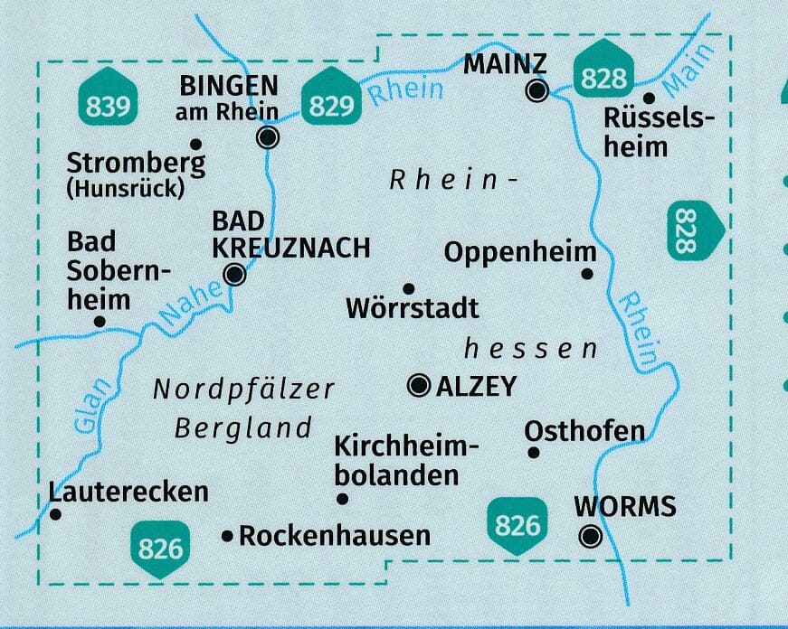 Carte de randonnée n° 831 - Rheinhessen, Nahe, Nordpfälzer Bergland +Aktiv Guide (Allemagne) | Kompass carte de randonnée Kompass