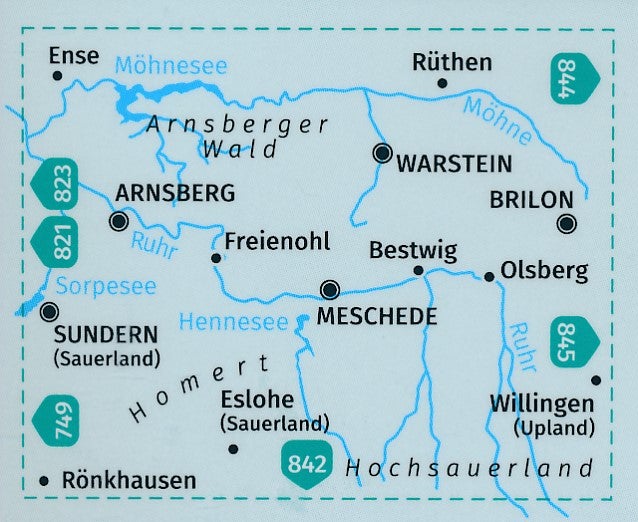 Carte de randonnée n° 841 - Sauerland 1 + Aktiv Guide (Allemagne) | Kompass carte de randonnée Kompass